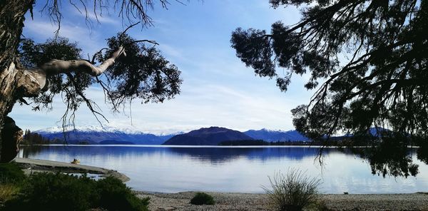 Scenic view of lake against sky