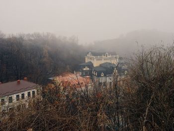 Houses in foggy weather