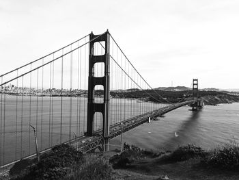 View of suspension bridge against sky