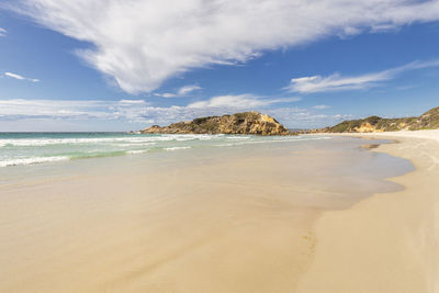 Scenic view of beach against sky