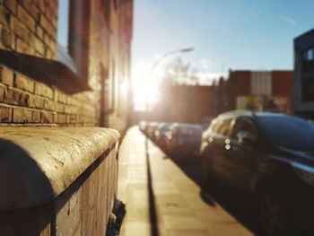 Close-up of car in city