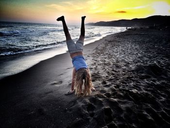 Scenic view of sea at sunset