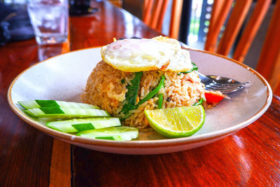 Close-up of food served in plate