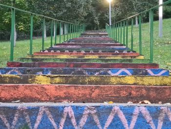 High angle view of steps by footpath