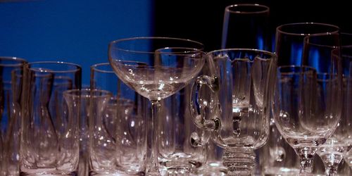 Close-up of empty glasses