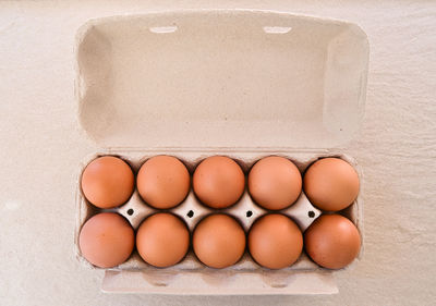 Close-up of eggs in carton