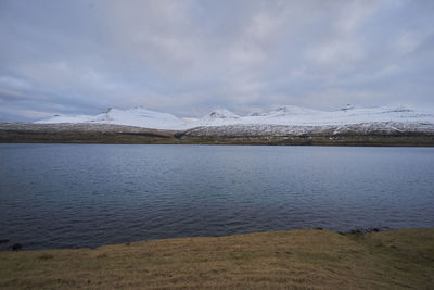 Scenic view of lake against sky