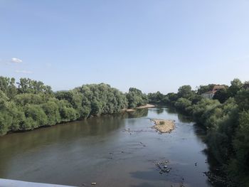 Scenic view of lake against clear sky