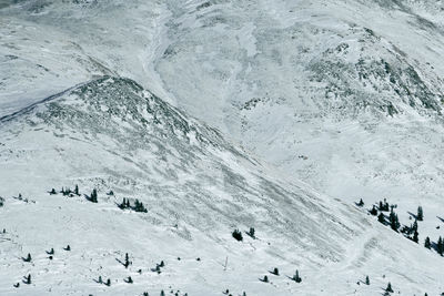 High angle view of snow covered land