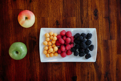 Directly above shot of fruits on table