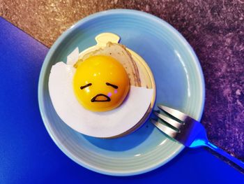 High angle view of breakfast in plate