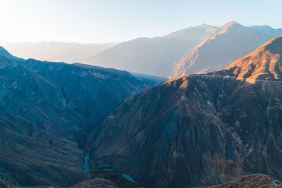 Panoramic view of mountain range against sky