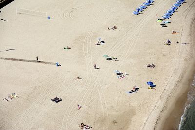 High angle view of people on beach