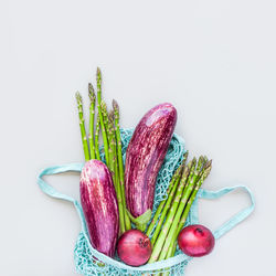 Close-up of purple against white background