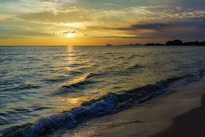 Scenic view of sea during sunset