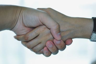 Cropped image of women shaking hands