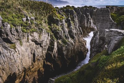 Scenic view of waterfall