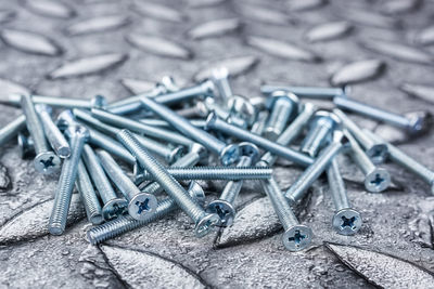 High angle view of chain on table