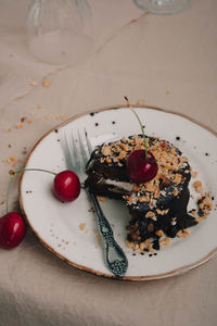 Close-up of dessert in plate on table