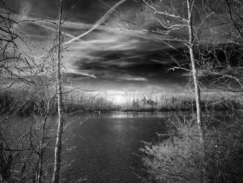 Scenic view of lake against sky