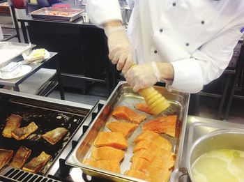 High angle view of food in kitchen