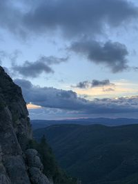 Scenic view of landscape against sky during sunset