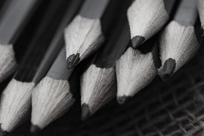 Black and white drawing graphite pencils with selective focus