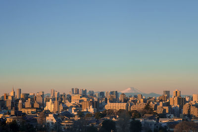 Tokyo cityscape with sunset twilight