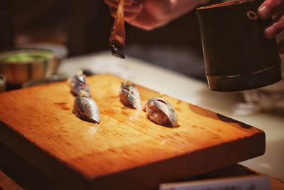 Close-up of seafood on table