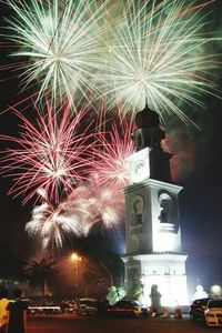 Low angle view of firework display