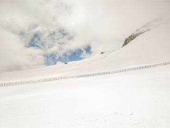 Scenic view of snow covered mountains against sky