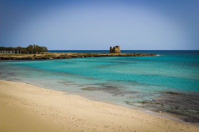 Scenic view of sea against clear sky