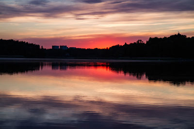 Scenic reflection of clouds in calm lake