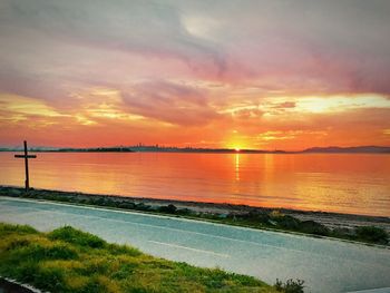 Scenic view of sea against sky during sunset