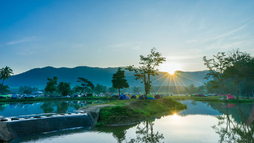 Scenic view of lake against sky