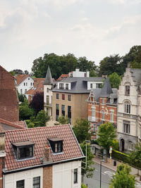 High angle view of buildings in town