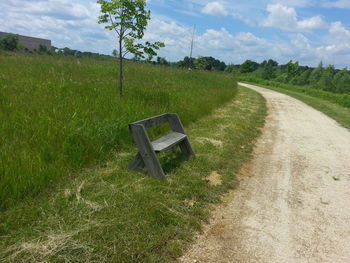 Empty road in grassy field