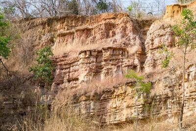 Low angle view of rock formations