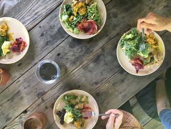 High angle view of food on table