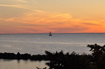 Scenic view of sea during sunset