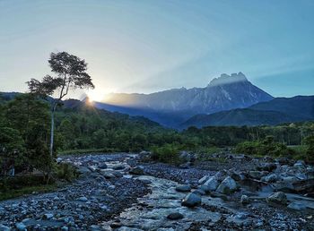 Scenic view of landscape against sky during sunset