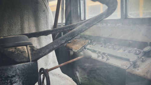 Close-up of old metal railing