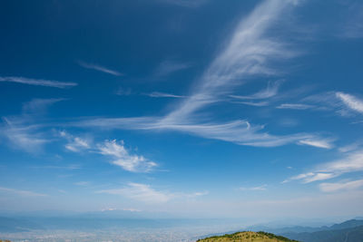 Scenic view of sea against blue sky