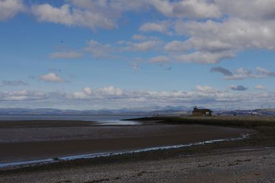 Scenic view of sea against cloudy sky