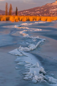 Scenic view of frozen landscape during winter