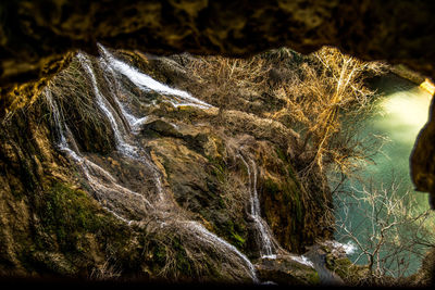 Close-up of rock in water