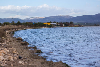 Scenic view of lake against sky