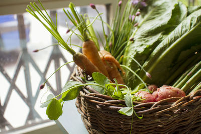 Fresh vegetables in wicker basket