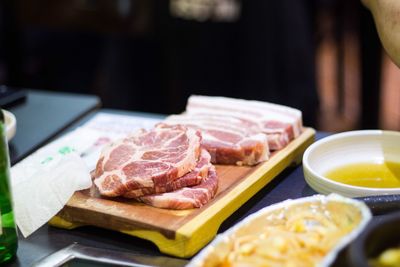 Close-up of food on table