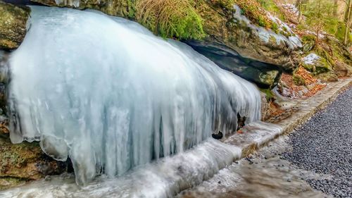 Close-up of water flowing through rocks